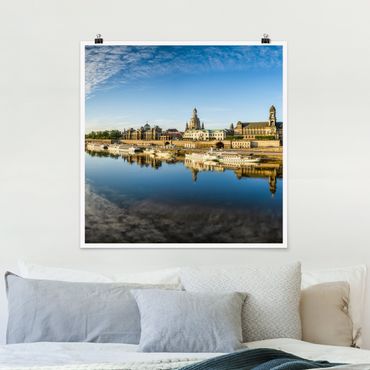Poster - Die Weiße Flotte von Dresden - Quadrat 1:1