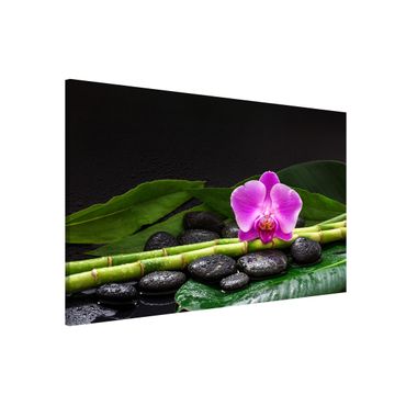 Magnettafel - Grüner Bambus mit Orchideenblüte - Memoboard Querformat 2:3