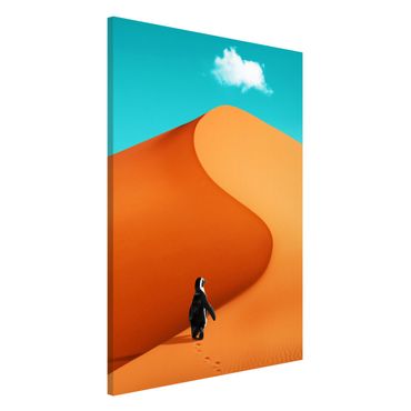 Magnettafel - Jonas Loose - Wüste mit Pinguin - Memoboard Hochformat 3:2