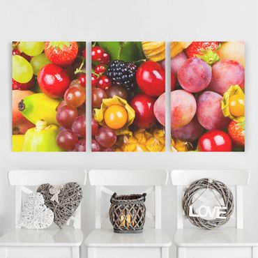 Leinwandbild 3-teilig - Colourful Exotic Fruits - Hoch 2:3