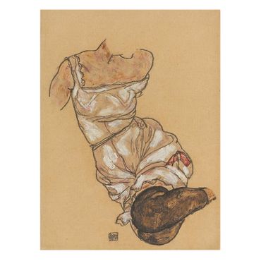 Leinwandbild Natur - Egon Schiele - Weiblicher Torso in Unterwäsche - Hochformat 3:4