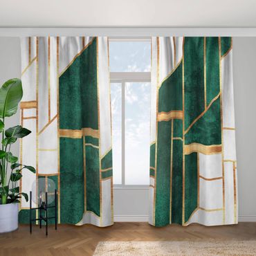 Vorhang - Emerald und Gold Geometrie