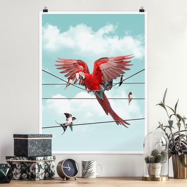 Poster - Jonas Loose - Himmel mit Vögeln - Hochformat 3:4