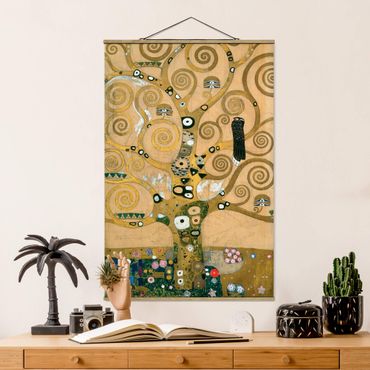 Stoffbild mit Posterleisten - Gustav Klimt - Der Lebensbaum - Hochformat 2:3