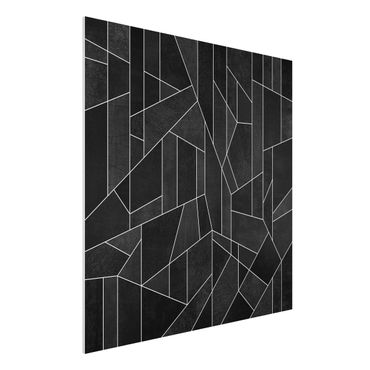 Forex Fine Art Print - Schwarz Weiß Geometrie Aquarell - Quadrat 1:1