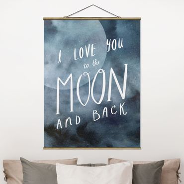 Stoffbild mit Posterleisten - Himmlische Liebe - Mond - Hochformat 3:4