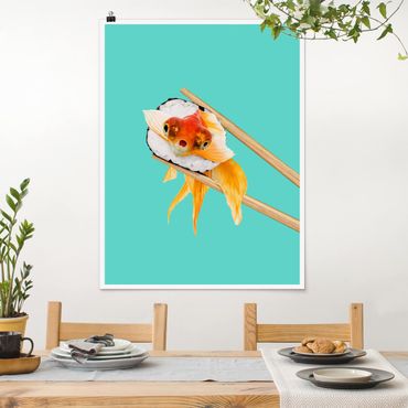Poster - Jonas Loose - Sushi mit Goldfisch - Hochformat 3:4