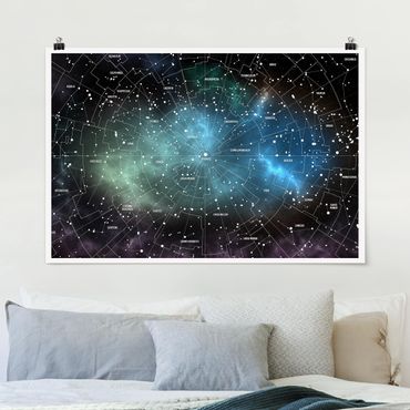 Poster - Sternbilder Karte Galaxienebel - Querformat 2:3