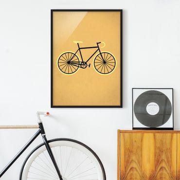Bild mit Rahmen - Fahrrad in Gelb - Hochformat