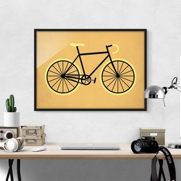 Bild mit Rahmen - Fahrrad in Gelb - Querformat