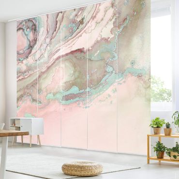 Schiebegardinen Set - Farbexperimente Marmor Rose und Türkis - Flächenvorhang
