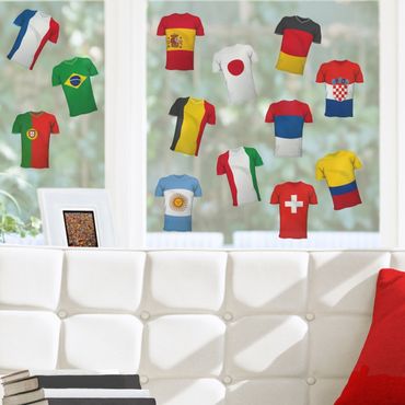 Fensterfolie - Fenstersticker Fußball Trikots Sticker Set - Fensterbilder