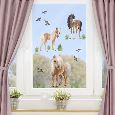 Fensterfolie Fenstersticker Kinderzimmer - Animal Club International - Set Pferde