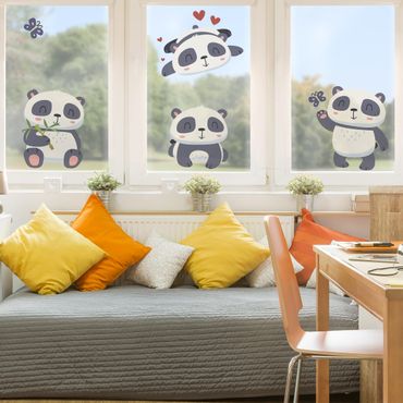 Fensterfolie Fenstersticker - Süßes Pandabären Set - Fensterbild
