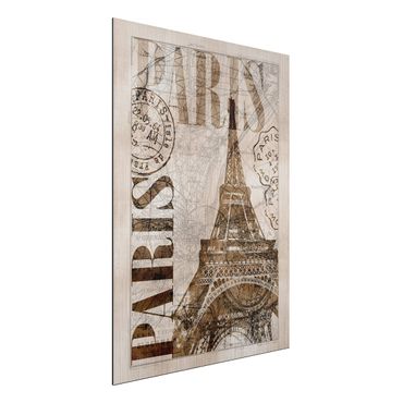 Aluminium Print gebürstet - Shabby Chic Collage - Paris - Hochformat 4:3