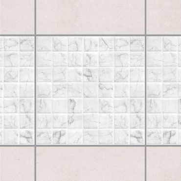 Fliesen Bordüre - Mosaikfliese Mamoroptik Bianco Carrara 15x15cm - Fliesensticker Set