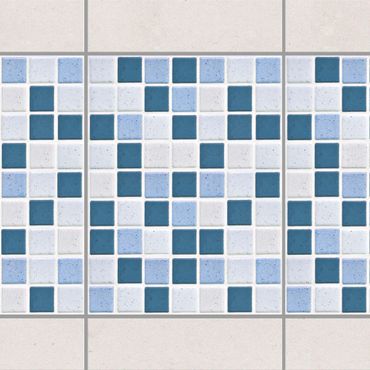 Fliesen Bordüre - Mosaikfliesen Blau Grau 15x20 - Fliesensticker Set