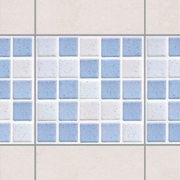 Fliesen Bordüre - Mosaikfliesen Hellblau 10x10 cm - Fliesensticker Set