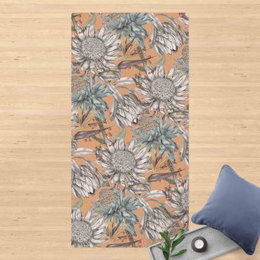 Kork-Teppich - Florale Eleganz Sonnenhut - Hochformat 1:2