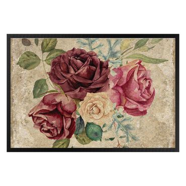 Fußmatte - Vintage Rosen und Hortensien