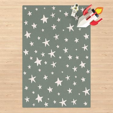Kork-Teppich - Gezeichnete große Sterne im Blauen Himmel - Hochformat 2:3