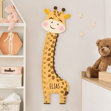 Kindermesslatte Holz - Giraffen Junge mit Wunschname