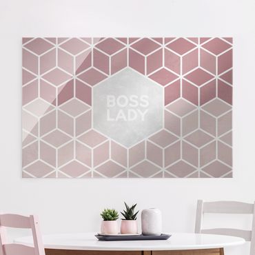 Glasbild - Boss Lady Sechsecke Rosa - Querformat 2:3