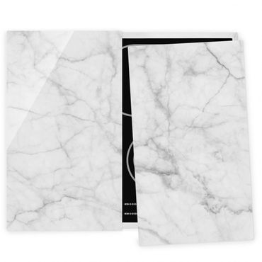 Herdabdeckplatte Glas - Bianco Carrara