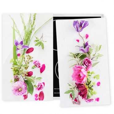 Herdabdeckplatte Glas - Blumenarrangement
