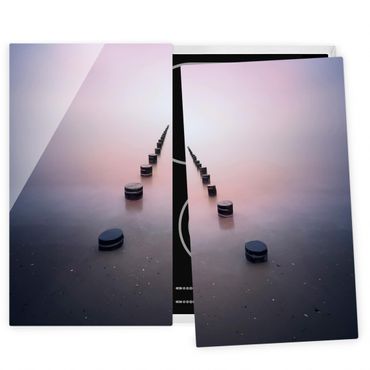 Herdabdeckplatte Glas - Zen am Strand - 52x60cm