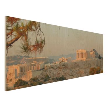 Wandbild aus Holz - Akropolis - Panorama Quer