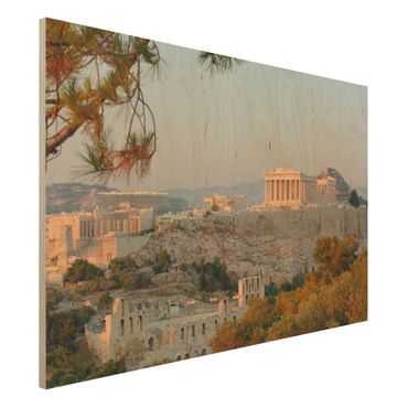 Wandbild aus Holz - Akropolis - Quer 3:2