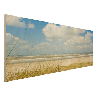 Holzbild Strand - An der Nordseeküste - Panorama Quer