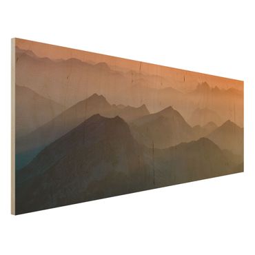 Holz Wandbild - Blick von der Zugspitze - Panorama Quer