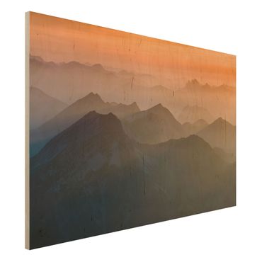 Holz Wandbild - Blick von der Zugspitze - Quer 3:2