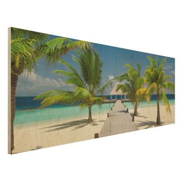 Holzbild Strand - Catwalk to Paradise - Panorama Quer