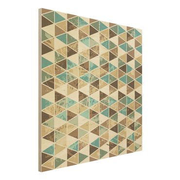 Wandbild Holz - Dreieck Rapportmuster - Quadrat 1:1
