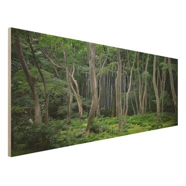 Holzbild - Japanischer Wald - Panorama Quer