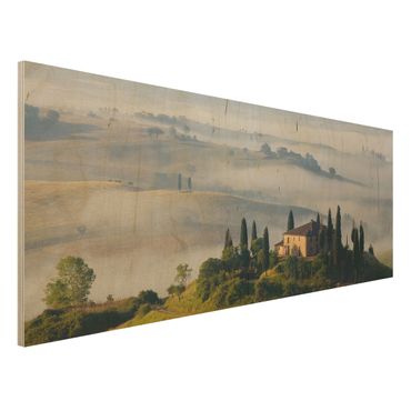 Holzbild - Landgut in der Toskana - Panorama Quer