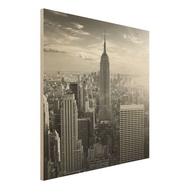 Bild aus Holz - Manhattan Skyline - Quadrat 1:1