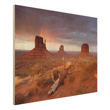 Wandbild aus Holz - Monument Valley bei Sonnenuntergang - Quer 4:3