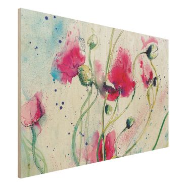 Holzbild - Painted Poppies - Quer 3:2