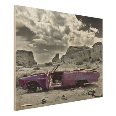 Wandbild Holz - Pink Cadillac - Quer 4:3