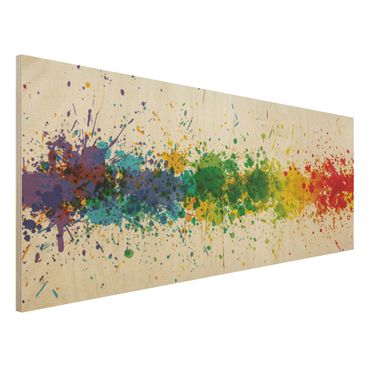 Holzbild - Rainbow Splatter - Panorama Quer