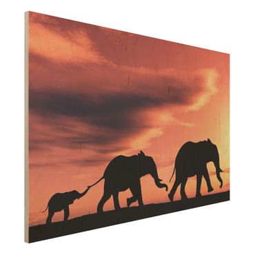 Holzbild - Savannah Elefant Family - Quer 3:2