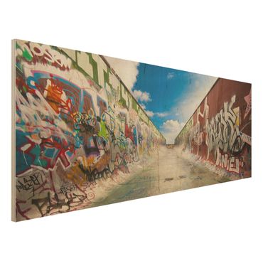 Wandbild Holz - Skate Graffiti - Panorama Quer
