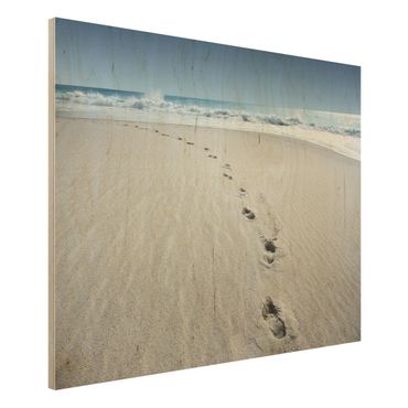 Holzbild Strand - Spuren im Sand - Quer 4:3
