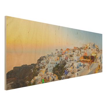Holzbild - Strahlendes Santorin - Panorama Quer