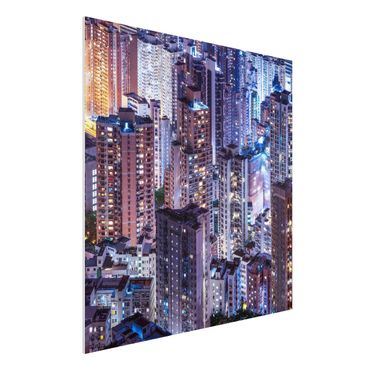 Forex Fine Art Print - Hongkong Lichtermeer - Quadrat 1:1