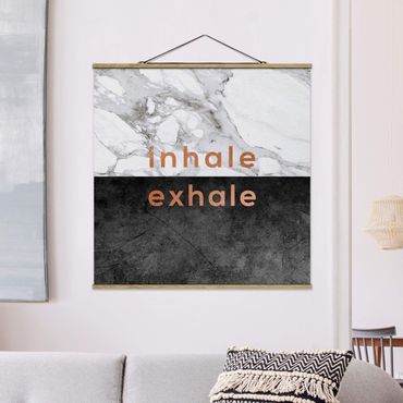 Stoffbild mit Posterleisten - Inhale Exhale Kupfer und Marmor - Quadrat 1:1